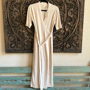 NWT Barefoot Dreams CozyChic Ultra Lite Wrap Maxi Dress Sand Dune XS